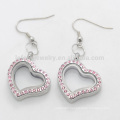 Free sample hot sale pink crystal locket earring,heart earring designs,earring models